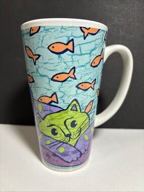 Riviera Van Beers By Signature Housewares "Big Cat" Tall Ceramic Coffee Mug 6"